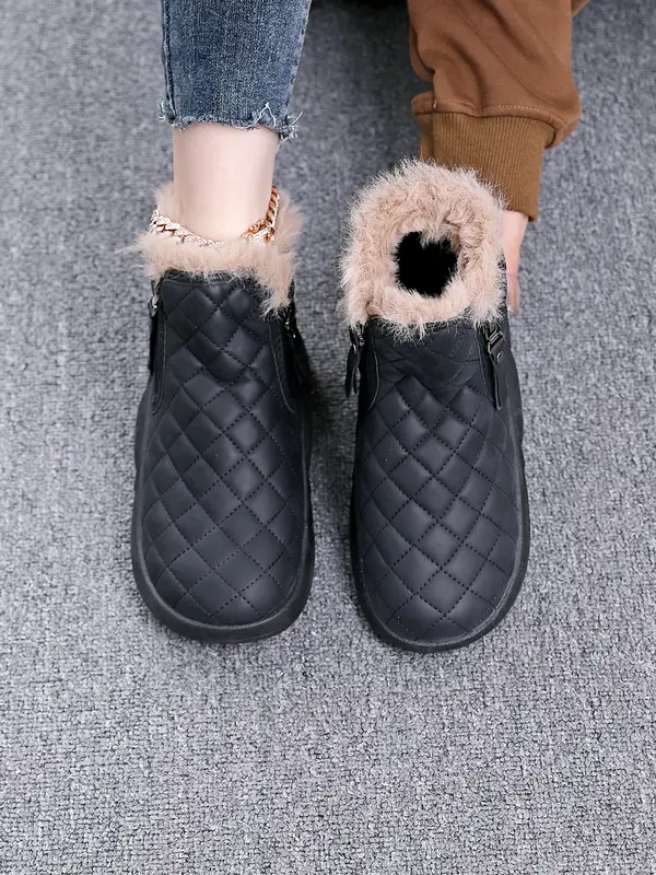 NEW THICK SOLE WOMEN'S SHOES FLEECE LINED FASHION WARM SHORT BOOTS