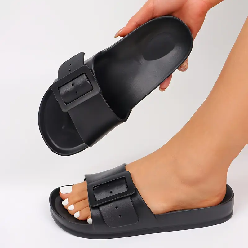Women's Adjustable Buckle EVA Slides, Soft Sole Non-Slip Beach Slides for Comfort and Style