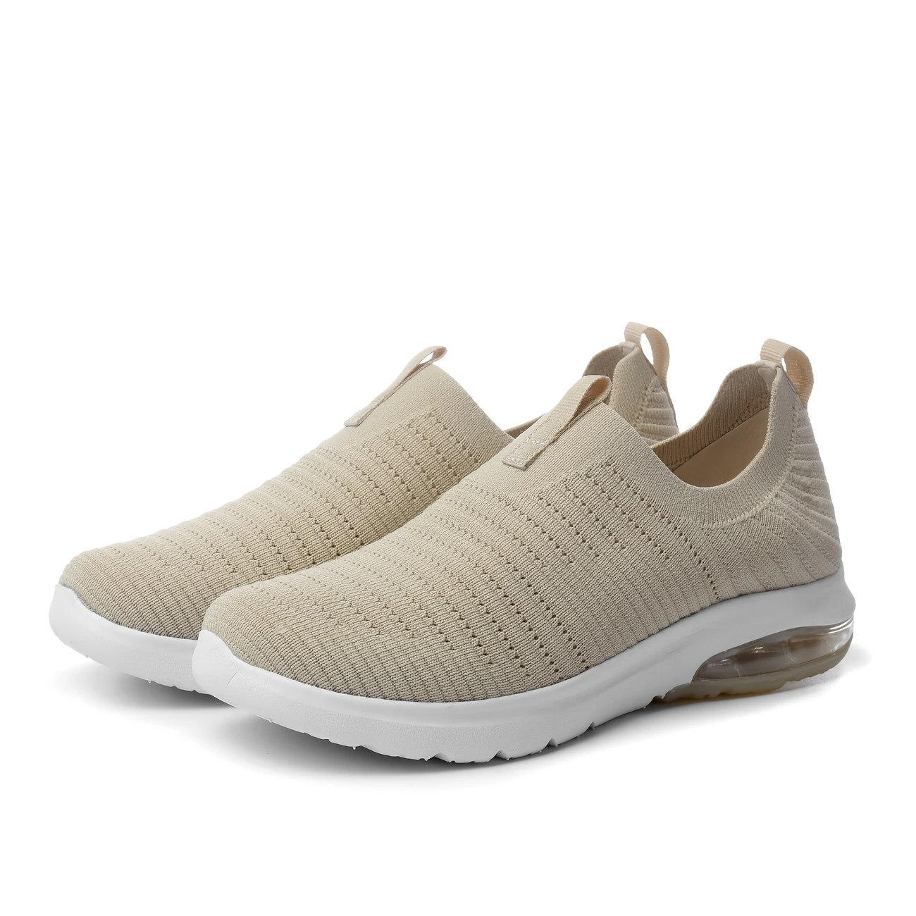 Light Purple Women's Slip-On Walking Sneakers - Breathable Mesh Fabric, Air Cushion Platform, Comfortable EVA Sole, Casual Low-Top Design for Casual Attire, Ladies Sneakers