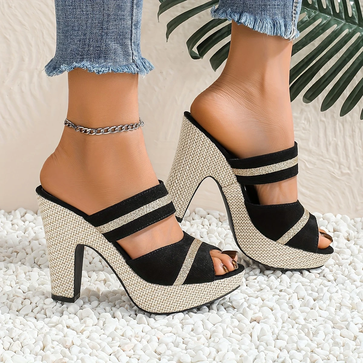  Waterproof High Heel Sandals - Elegant Women's All-Season