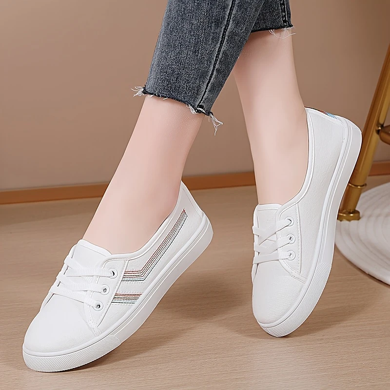 Women'S Flat Fabric orthopedic Shoes, Stylish And Simple Casual Sneakers, Versatile White ShoesEasy to Slip On. 