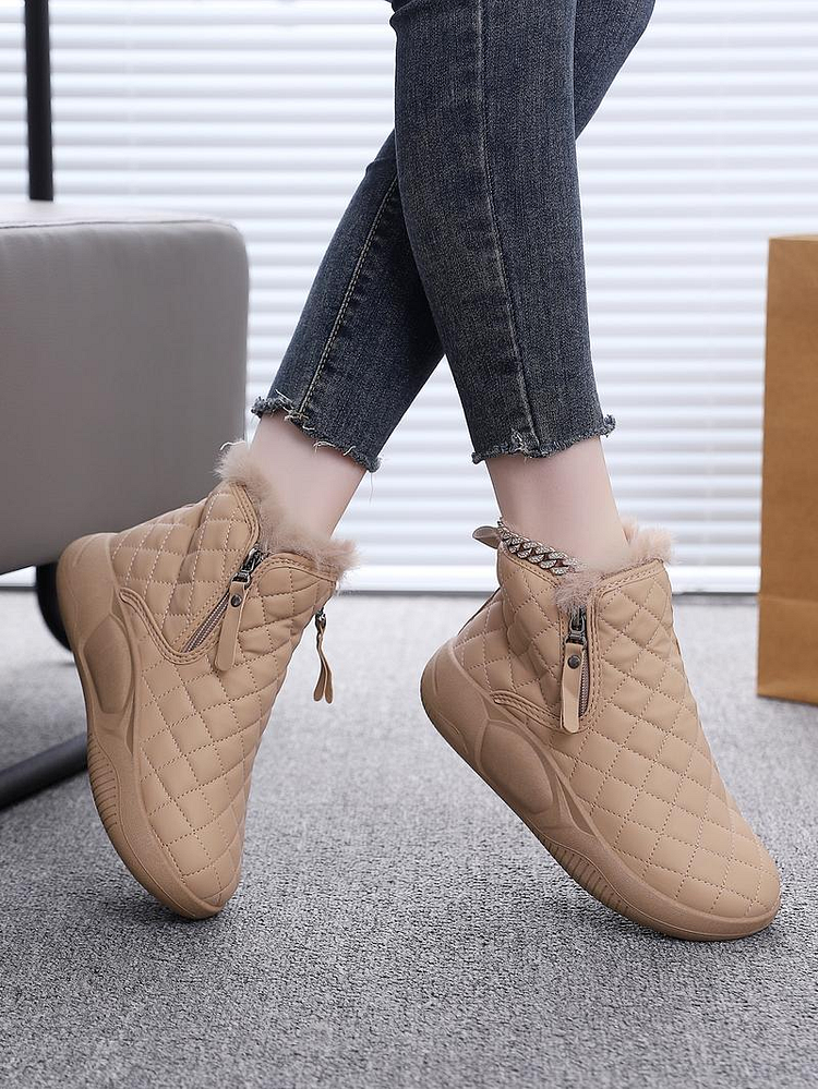 NEW THICK SOLE WOMEN'S SHOES FLEECE LINED FASHION WARM SHORT BOOTS
