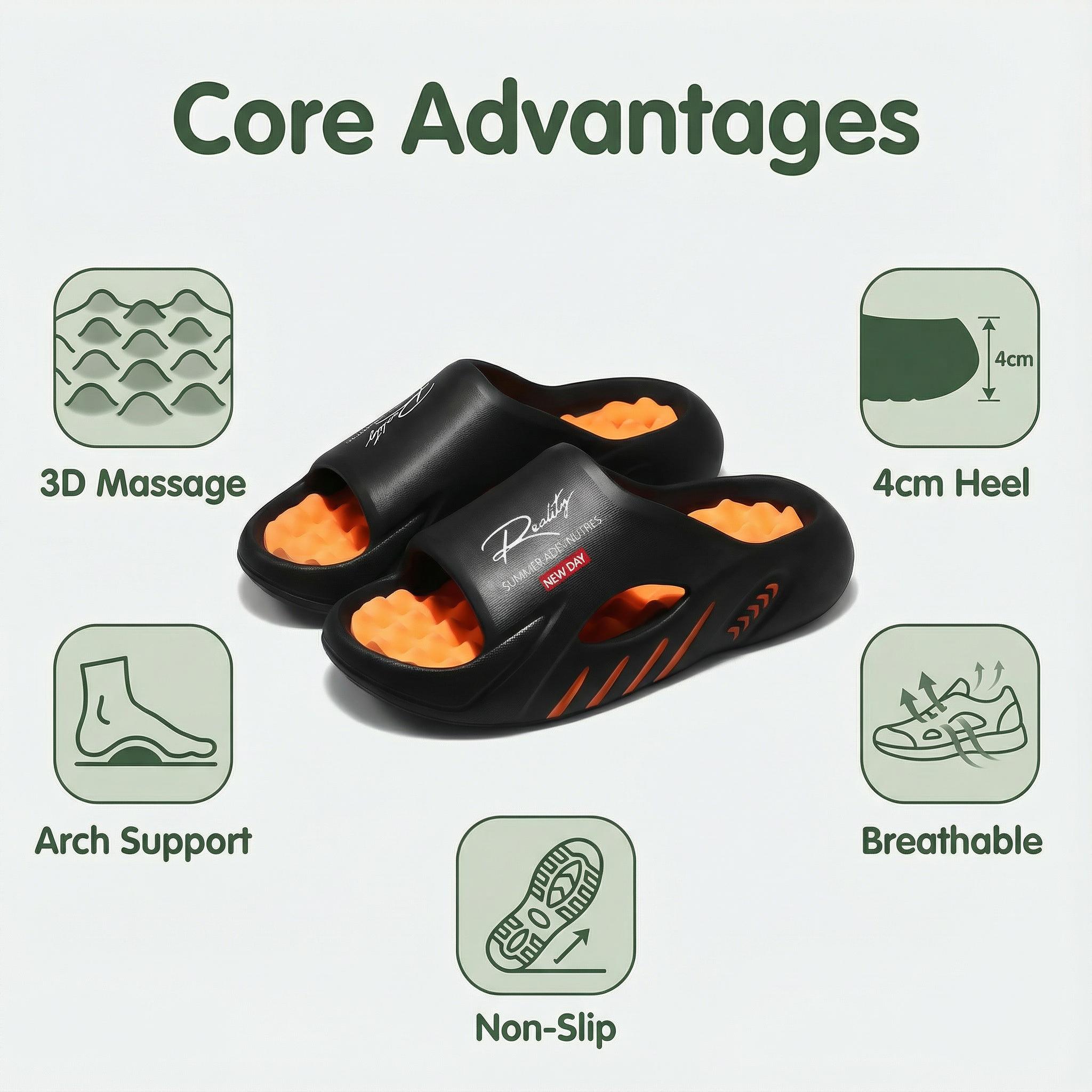 Cloud Men's Orthotic Recovery Slides - Arch Support Sport Sandals for Soccer Season - Pain Relief Non-Slip Indoor Outdoor Slippers