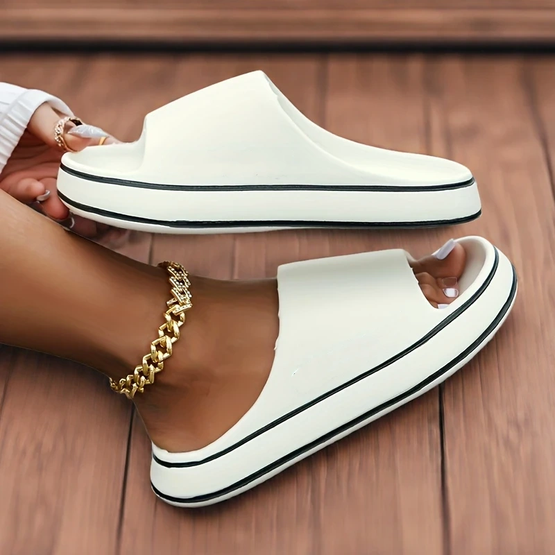 Women'S Breathable EVA Slippers - Fashionable Thick Sole,White, Comfortable & Stylish for Home or Beach Use, Indoor Slippers