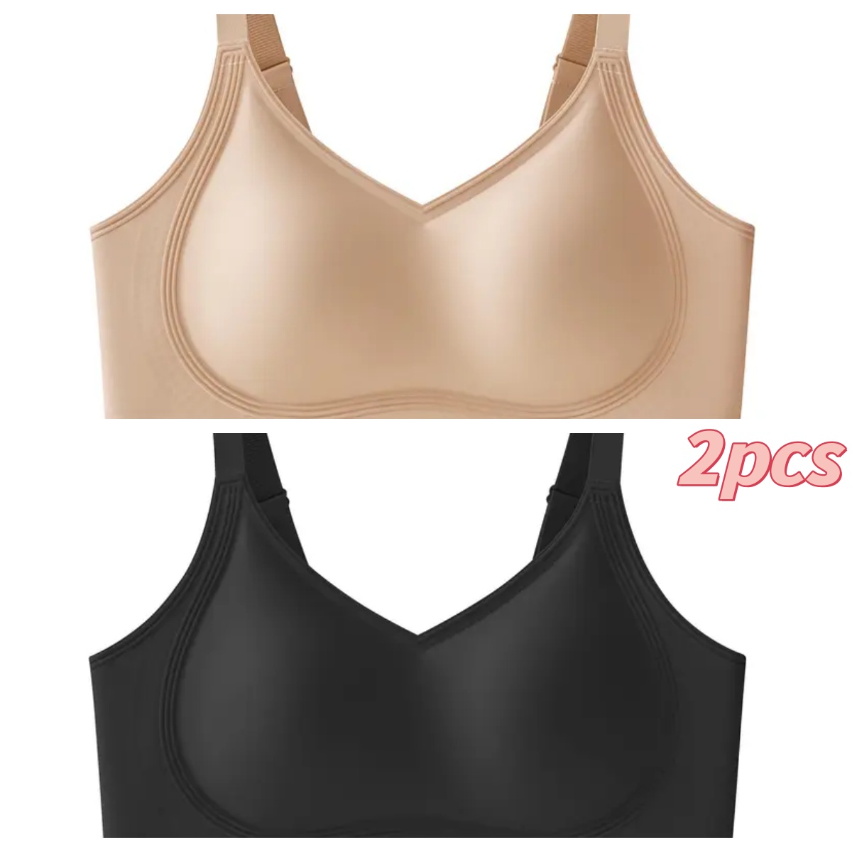 Women's Buttery-Soft Jelly Wireless Bra - Push-Up, Full Coverage, No-Poke Wire, Fleece Support, No-Squash Seamless T-Shirt Style, Adjustable Straps for Lift, Everyday Comfort, Sports Use