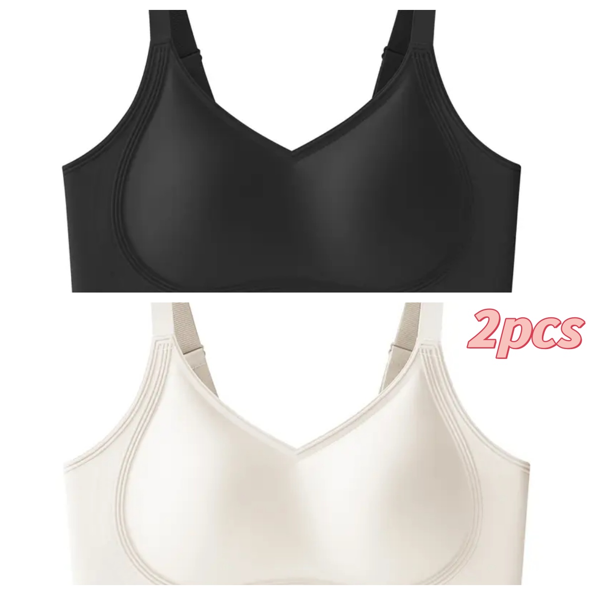 Women's Buttery-Soft Jelly Wireless Bra - Push-Up, Full Coverage, No-Poke Wire, Fleece Support, No-Squash Seamless T-Shirt Style, Adjustable Straps for Lift, Everyday Comfort, Sports Use
