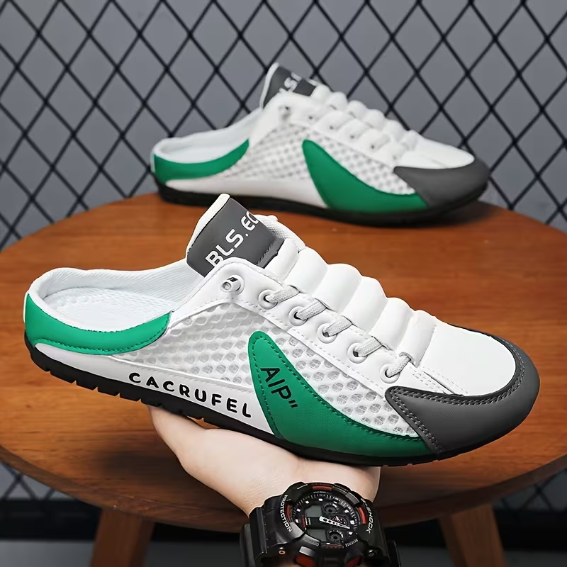 Men's Stylish Slip-On Sneakers - Breathable Fabric, Comfortable PVC Sole, Casual & Sporty Design with Blue & Beige Accents for Outdoor, Daily Wear & Vacation