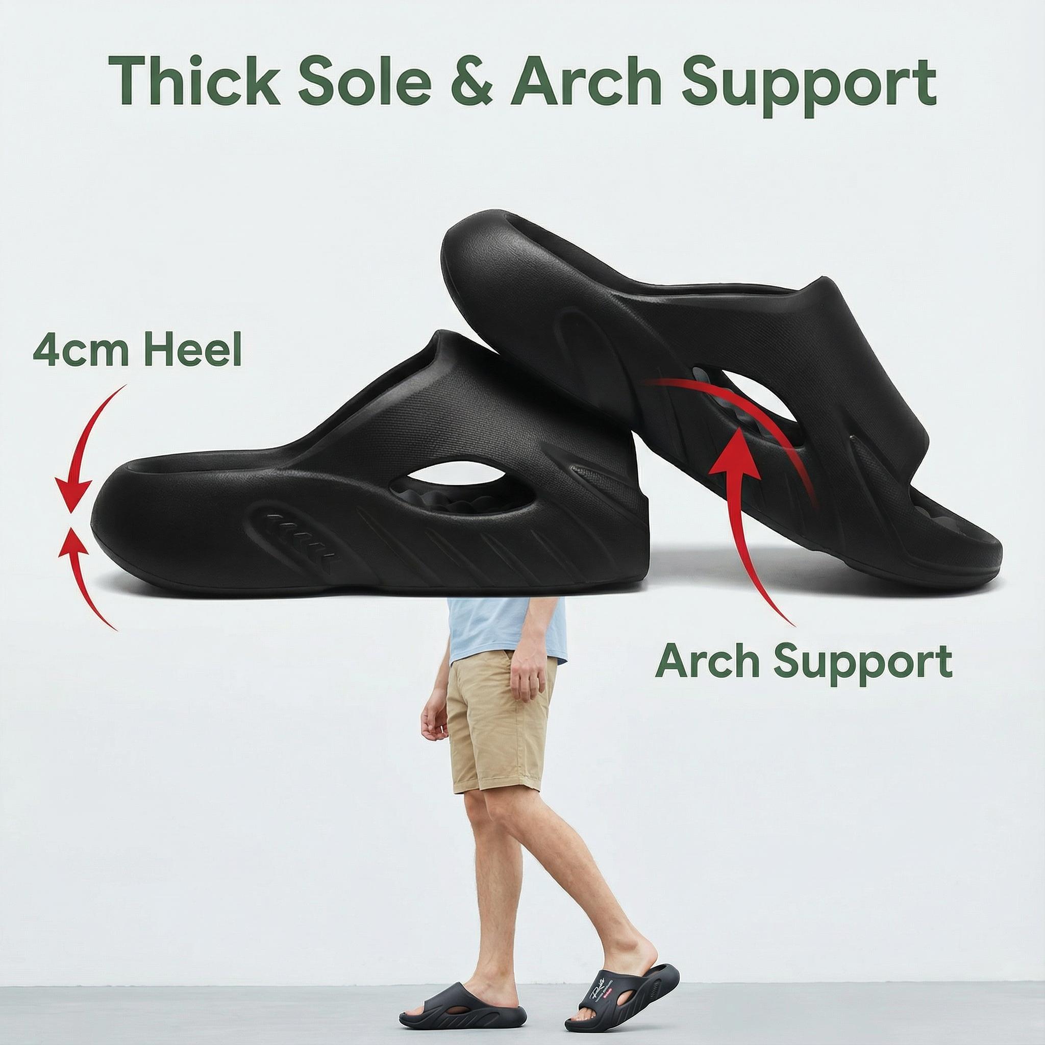 Cloud Men's Orthotic Recovery Slides - Arch Support Sport Sandals for Soccer Season - Pain Relief Non-Slip Indoor Outdoor Slippers