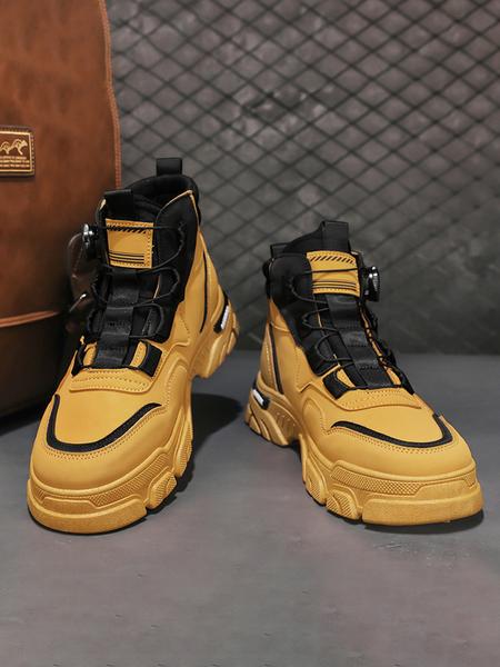 Men's High-Top British Style Work Anti-Slip Durable Shoes，hiking boots 