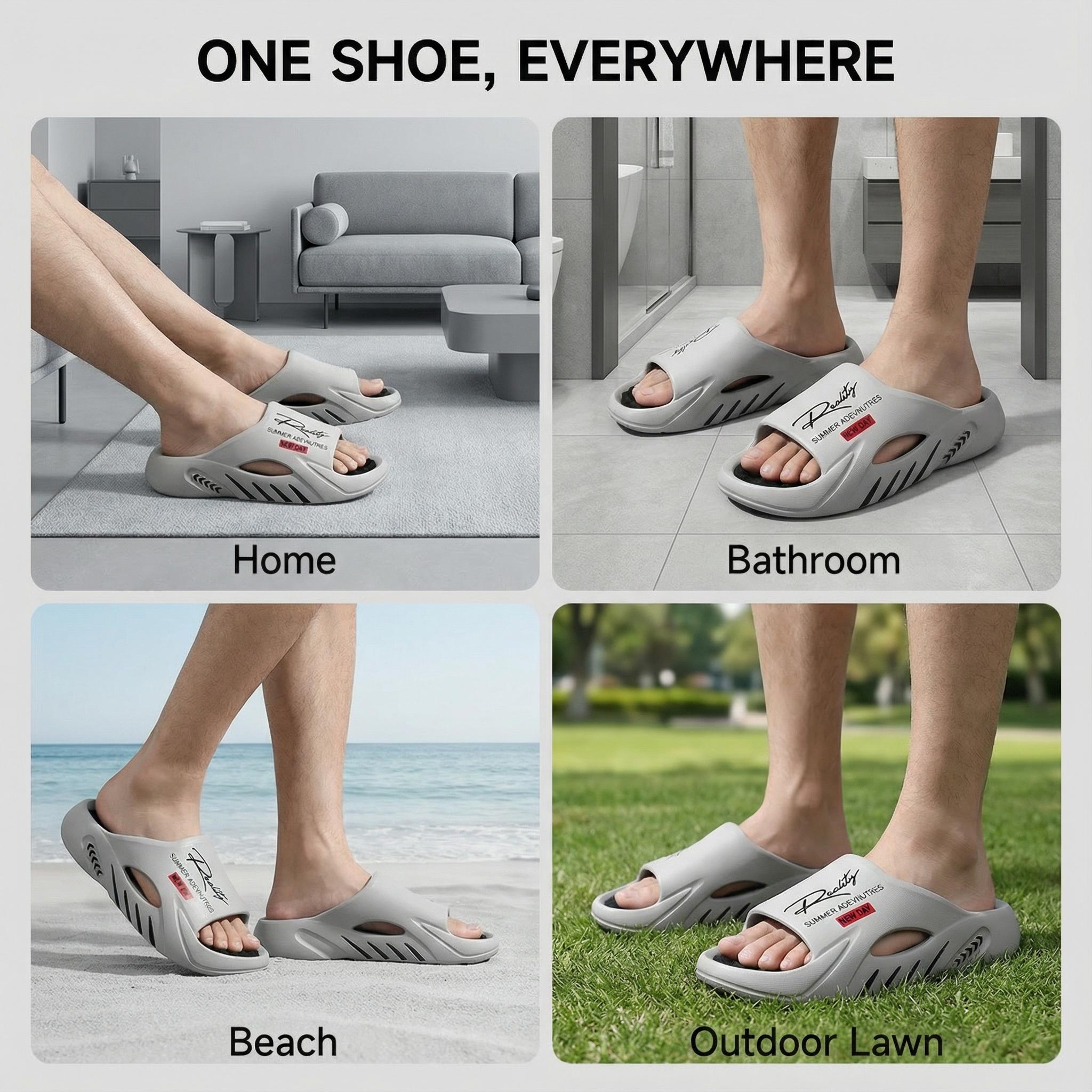 Cloud Men's Orthotic Recovery Slides - Arch Support Sport Sandals for Soccer Season - Pain Relief Non-Slip Indoor Outdoor Slippers