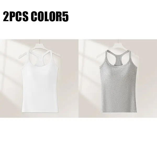  Women's Ribbed Built-in Bra Tank Top Wireless Supportive Workout Yoga Top 