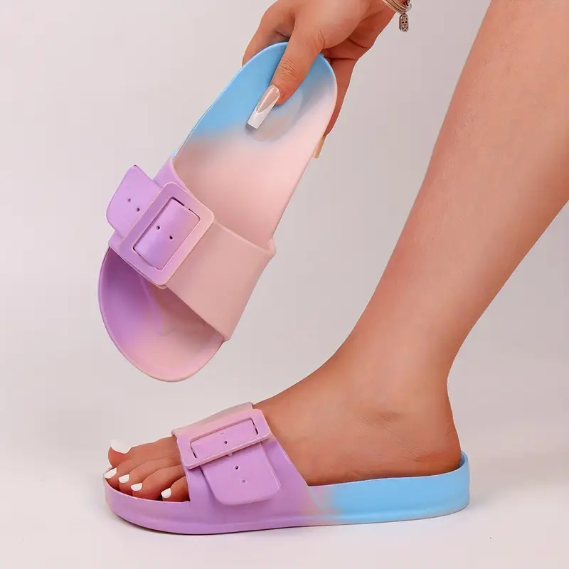 Women's Adjustable Buckle EVA Slides, Soft Sole Non-Slip Beach Slides for Comfort and Style