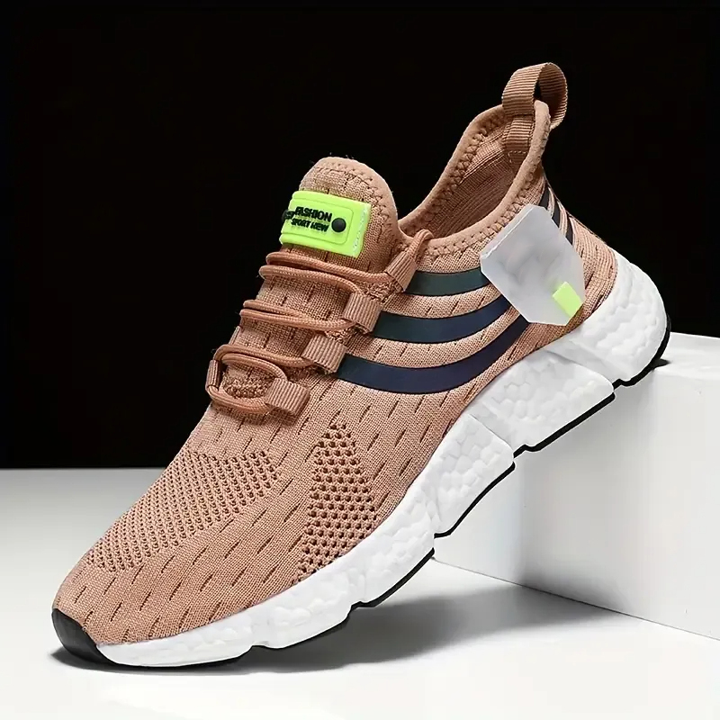 Men's High Elasticity Running Shoes with Popcorn Sole TPR Outsole - Ultra-Lightweight Breathable Mesh Athletic Sneakers for Gym