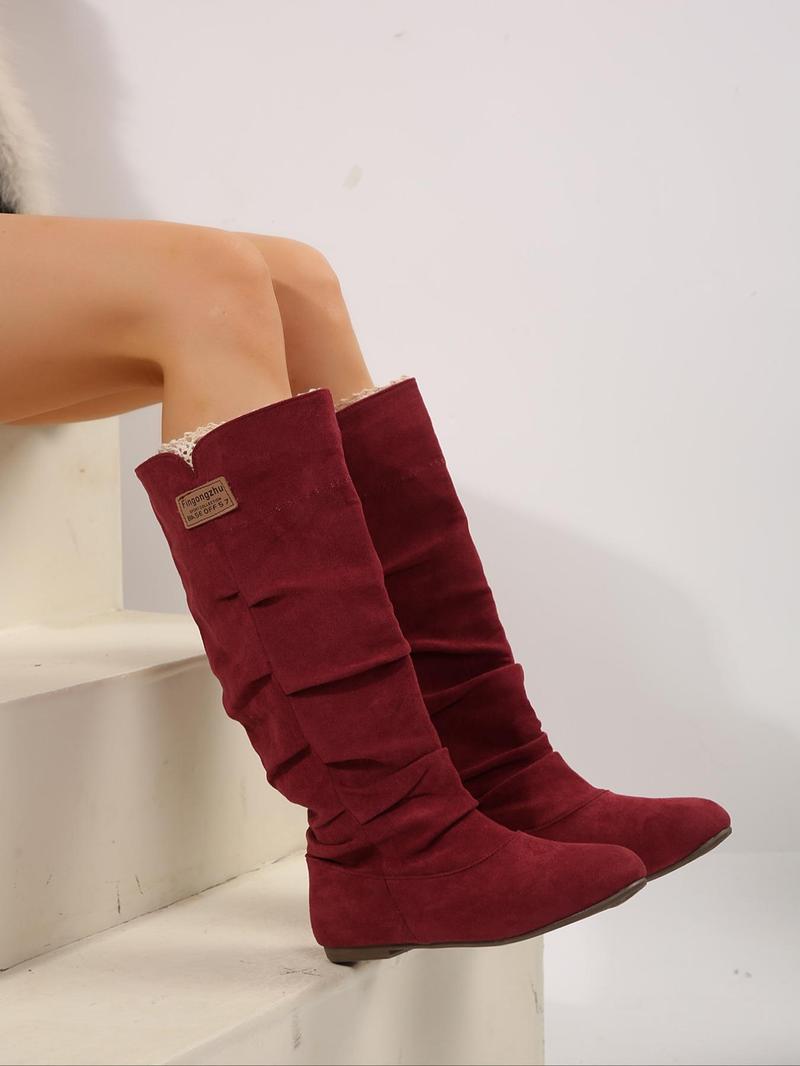 Women's Solid Color Ruched Design orthopedic Boots