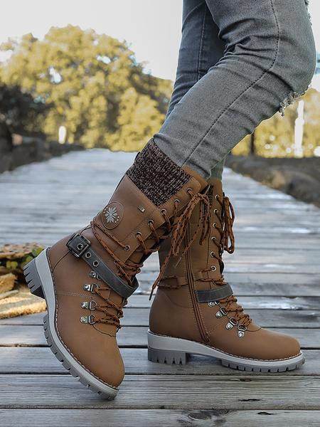 Women's High Heel Fashionable Mid-Calf DesignChelsea Orhtopedic Boots