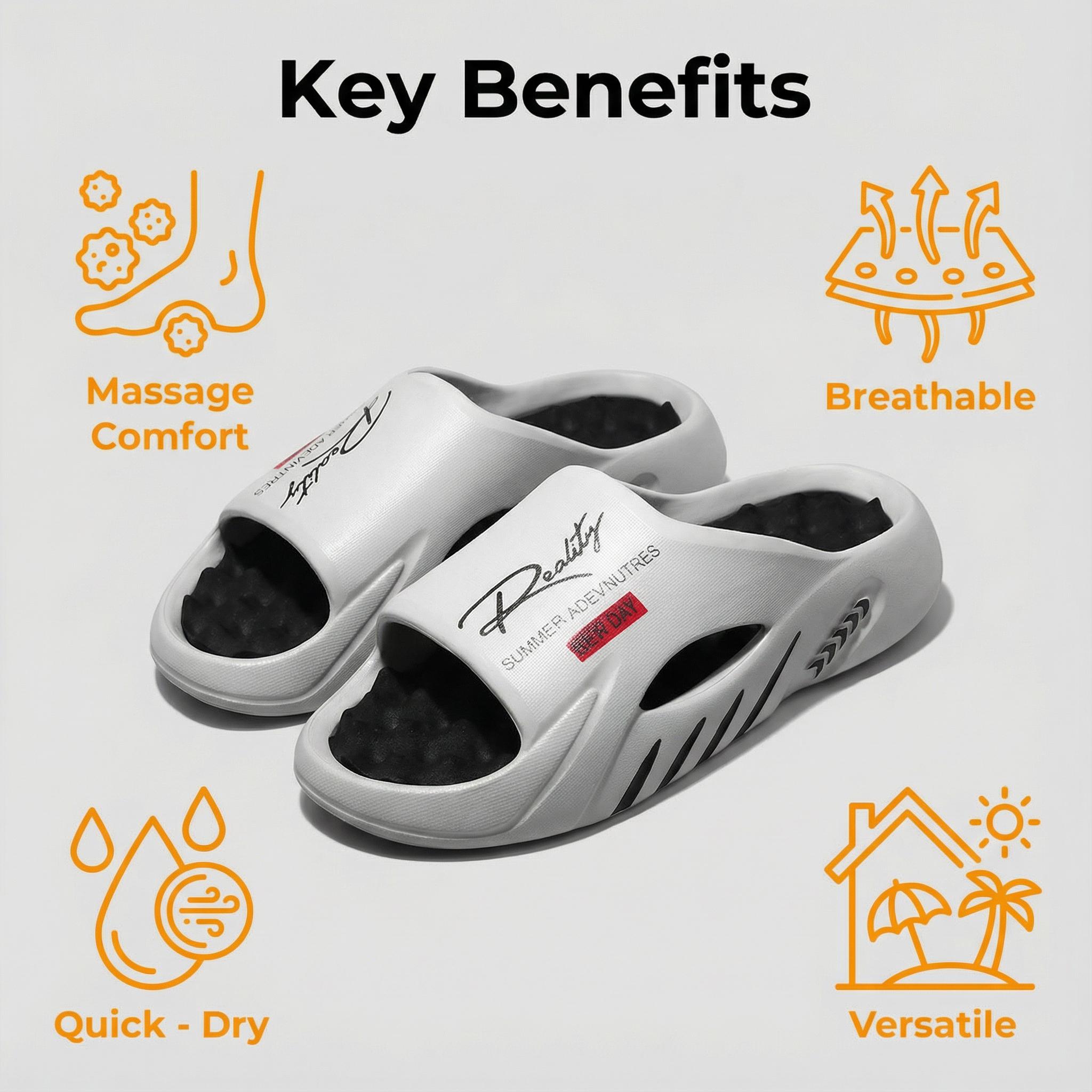 Cloud Men's Orthotic Recovery Slides - Arch Support Sport Sandals for Soccer Season - Pain Relief Non-Slip Indoor Outdoor Slippers