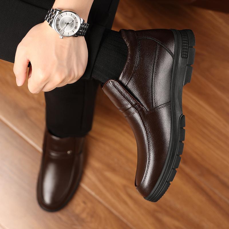 ⏰Last Day! 50% OFF 🔥Men's new top layer cowhide large size thickened warm cotton shoes snow boots high top boots