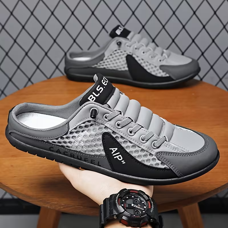 Men's Stylish Slip-On Sneakers - Breathable Fabric, Comfortable PVC Sole, Casual & Sporty Design with Blue & Beige Accents for Outdoor, Daily Wear & Vacation