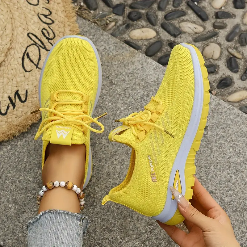 Women's Breathable Casual Running Shoes - Lightweight Spring and Summer Lace-Up Sneakers