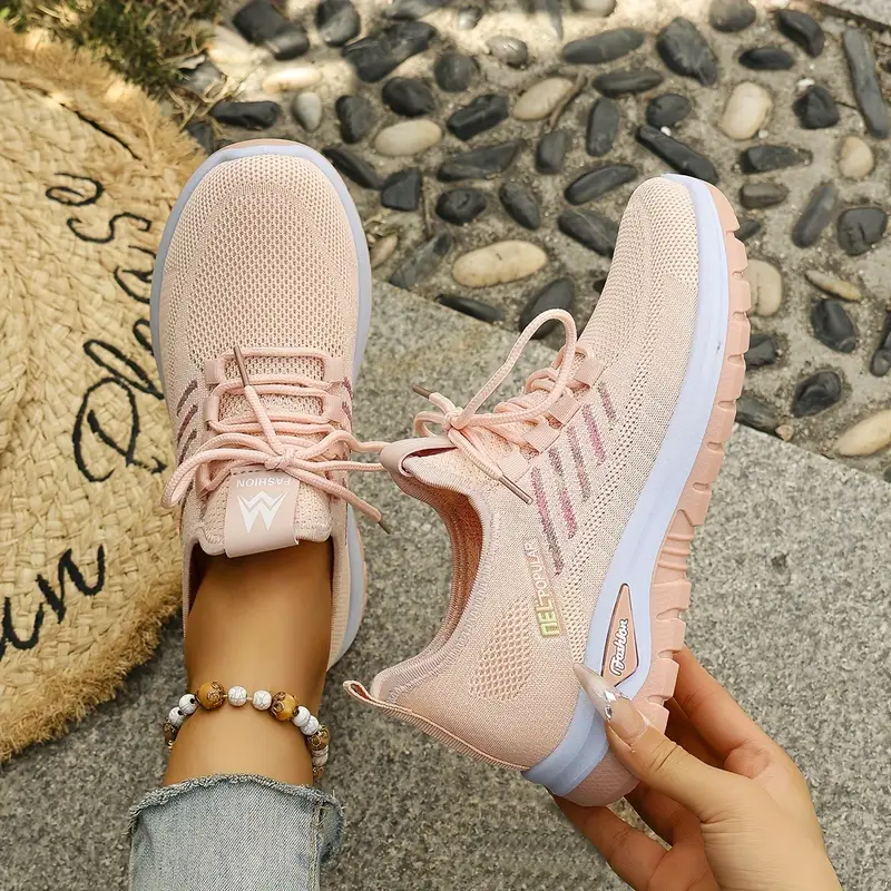 Women's Breathable Casual Running Shoes - Lightweight Spring and Summer Lace-Up Sneakers