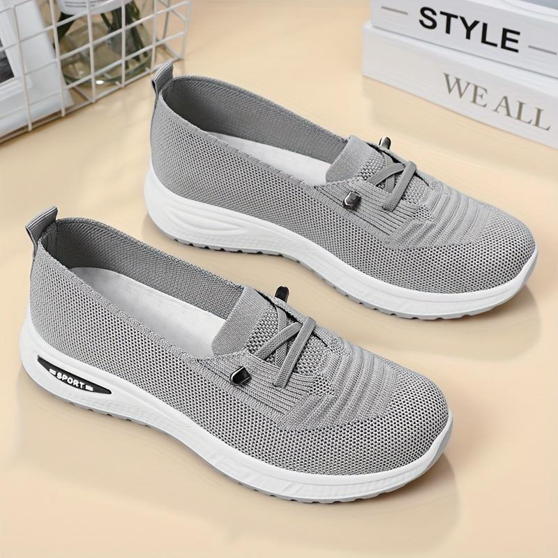Women's Black Slip-On Knit Sneakers  Lightweight Breathable Comfort Casual Shoes
