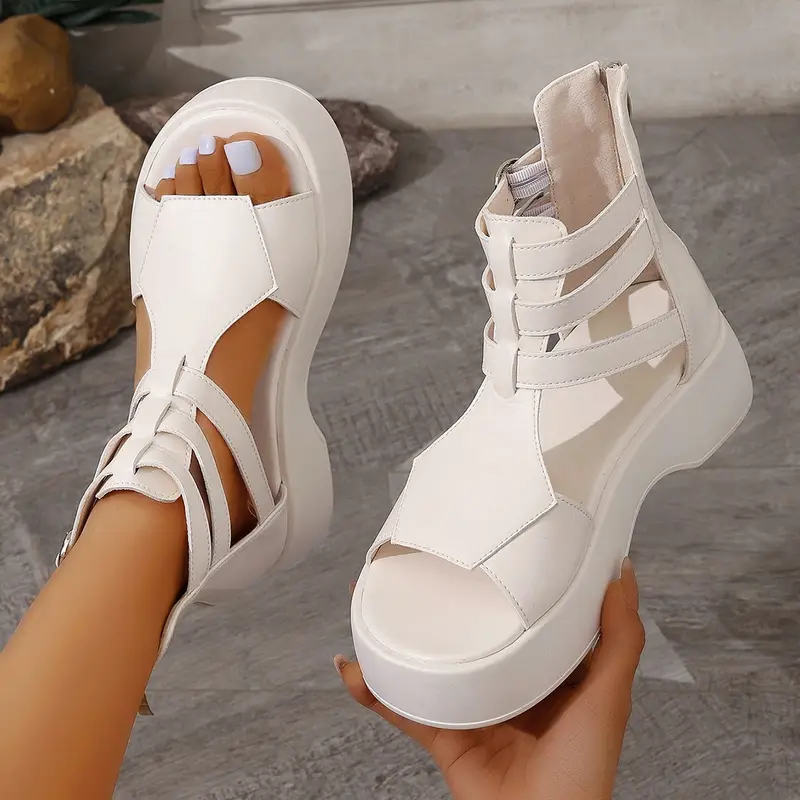 White  Platform Comfortable White Platform Wedge Sandals  Women'