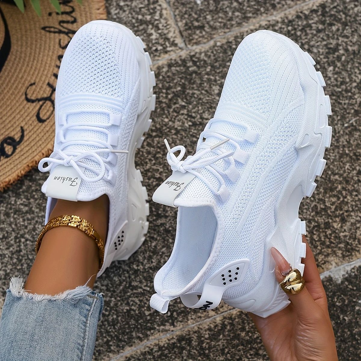 Women'S Fashion Pure Color Tied Sneaker