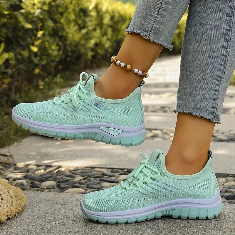 Women's Breathable Casual Running Shoes - Lightweight Spring and Summer Lace-Up Sneakers