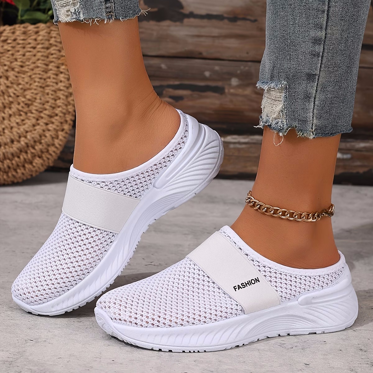 Comfortable Slip-On   Women's Slip-On Orthopedic Casual  Breathable Mesh Upper Sneakers