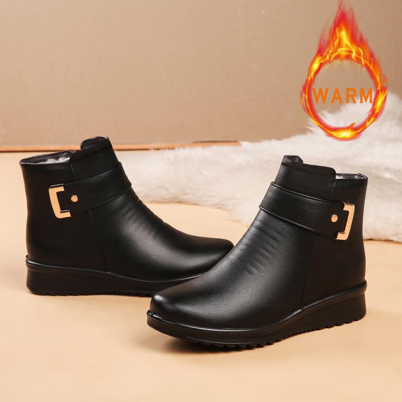 Women's Winter Snow Boots Round Toe Zip-Up Casual Orthopedic Boots 