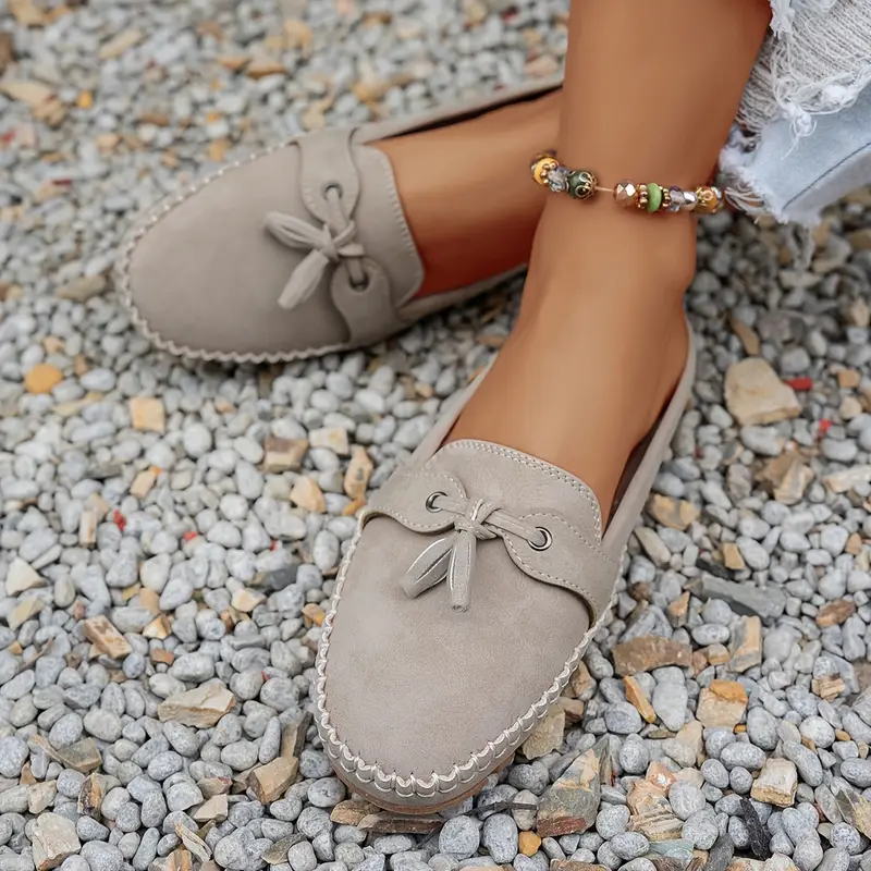 Women's Large Size Retro Orthopedic Tassel Flat Mules - Lightweight PU Cover Uppe