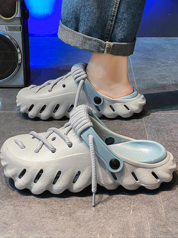 Unisex's Minimalist Casual Lace Up Clogs, Lightweight Breathable Slippers