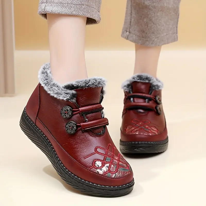 Thick 's Ankle Boots with Furry Collar Design Warm Orthopedic Fashion Boots