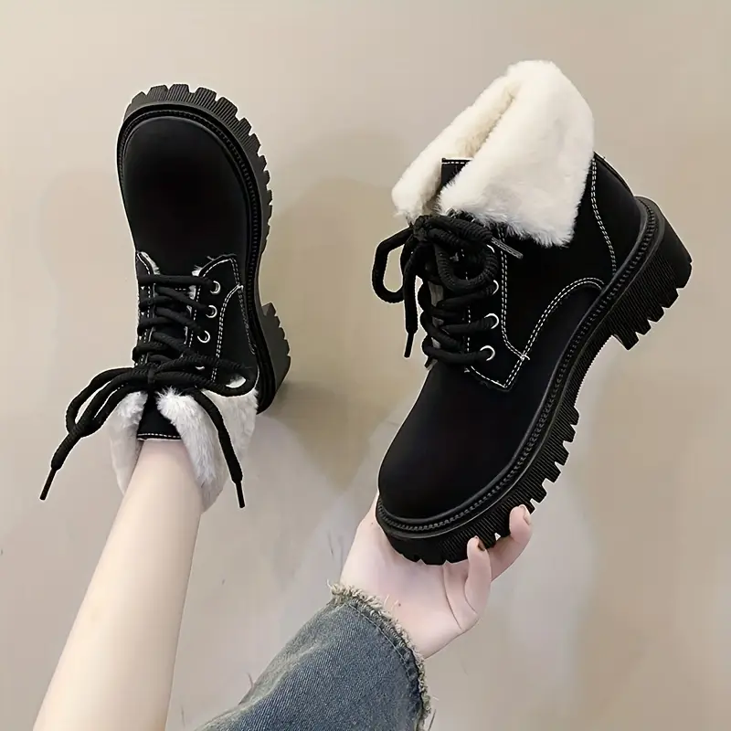 Women'S Winter Warm Lace-Up Ankle Orthopedic Boots 