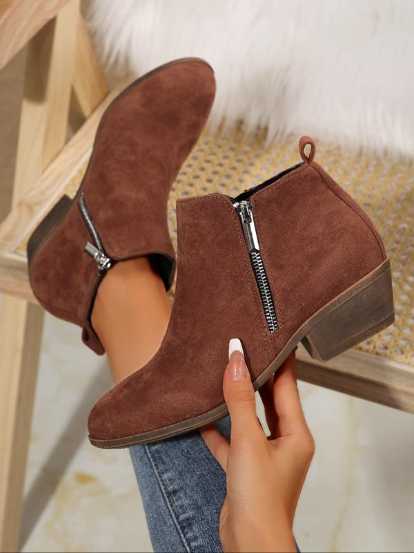 Fashionable Solid Color Side Zipper Ankle Orthopedic Boot