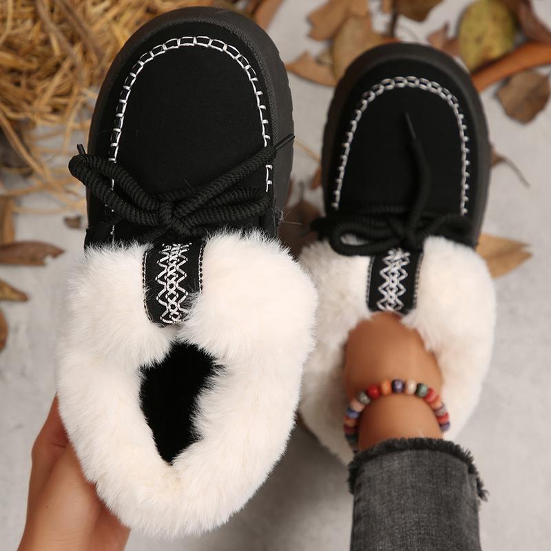 Women's Thick Bottom Soft Fleece Slippers Winter Cozy Platform House Indoor Outdoor Shoes Winter Warm Mini Snow Boots