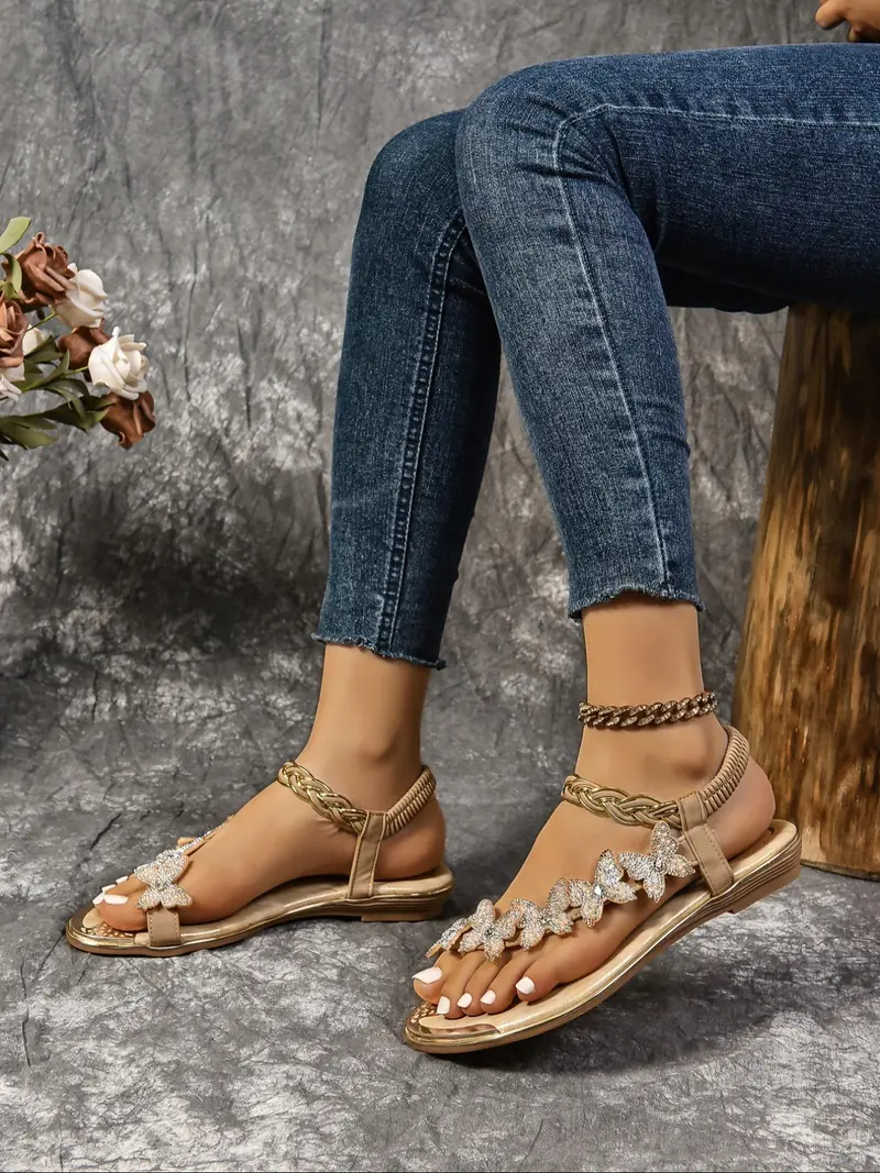 Women's Fashionable Butterfly Decorated Slide  Casual Comfortable Flat Sandals