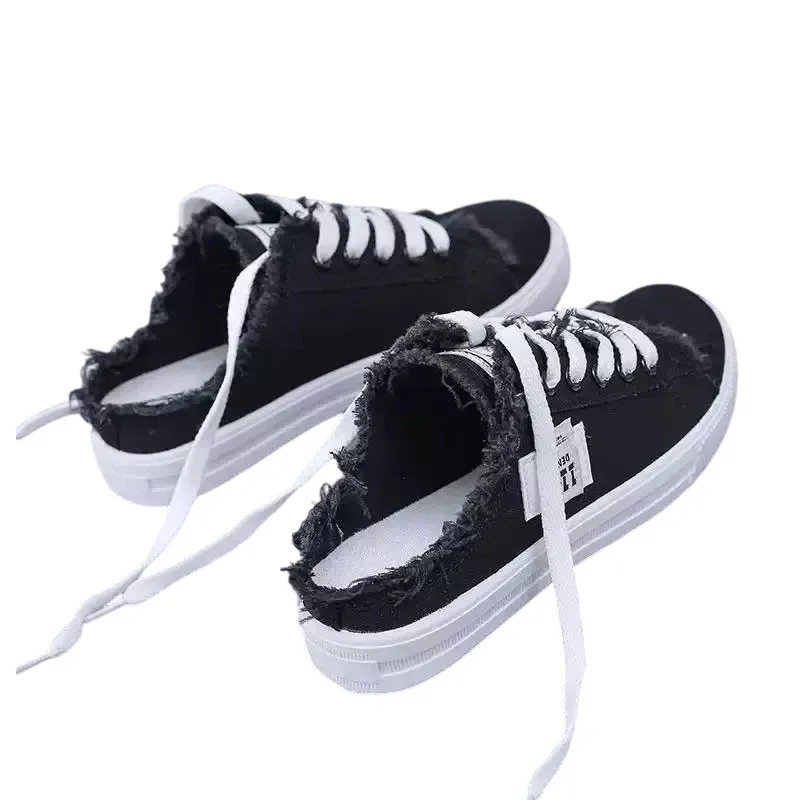 Women’s Frayed Denim Mule Sneakers
