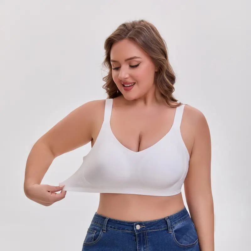 Women's Buttery-Soft Jelly Wireless Bra - Push-Up, Full Coverage, No-Poke Wire, Fleece Support, No-Squash Seamless T-Shirt Style, Adjustable Straps for Lift, Everyday Comfort, Sports Use