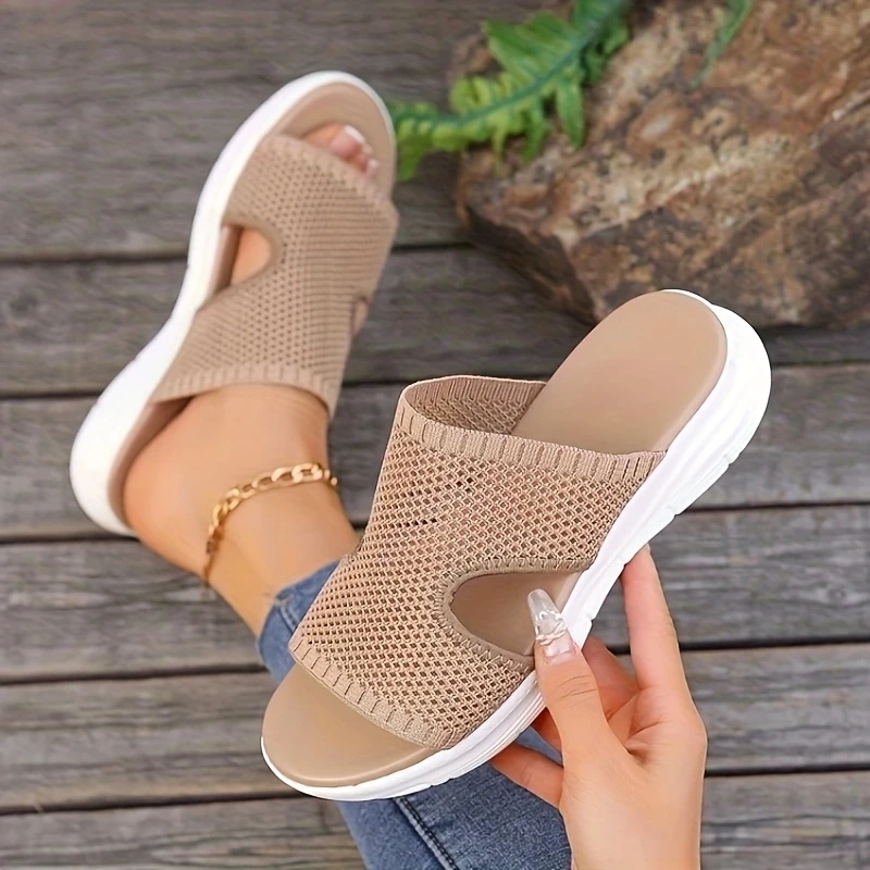 Women'S Lightweight Breathable Knit Wedge Sandals 