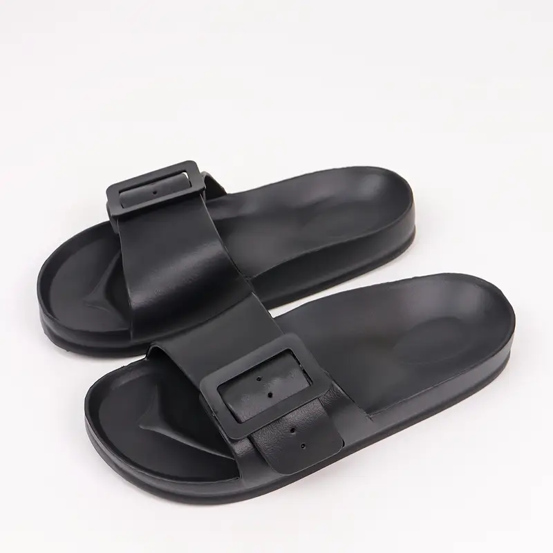 Women's Adjustable Buckle EVA Slides, Soft Sole Non-Slip Beach Slides for Comfort and Style