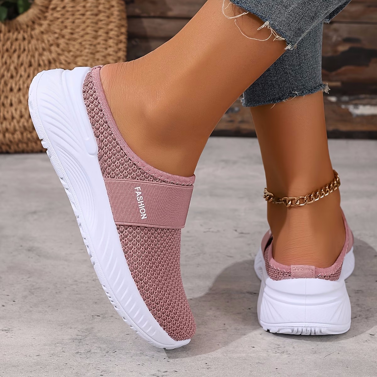 Comfortable Slip-On   Women's Slip-On Orthopedic Casual  Breathable Mesh Upper Sneakers