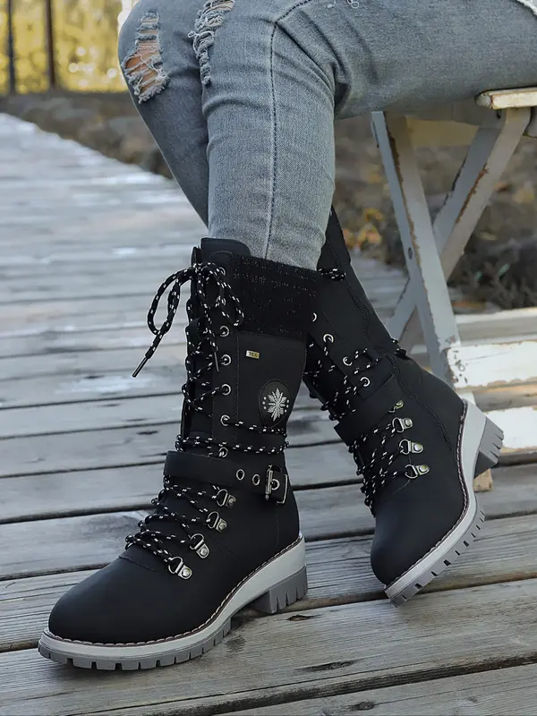 Women's High Heel Fashionable Mid-Calf DesignChelsea Orhtopedic Boots