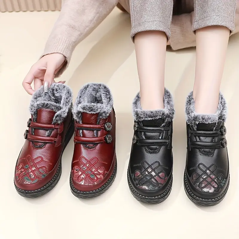 Thick 's Ankle Boots with Furry Collar Design Warm Orthopedic Fashion Boots