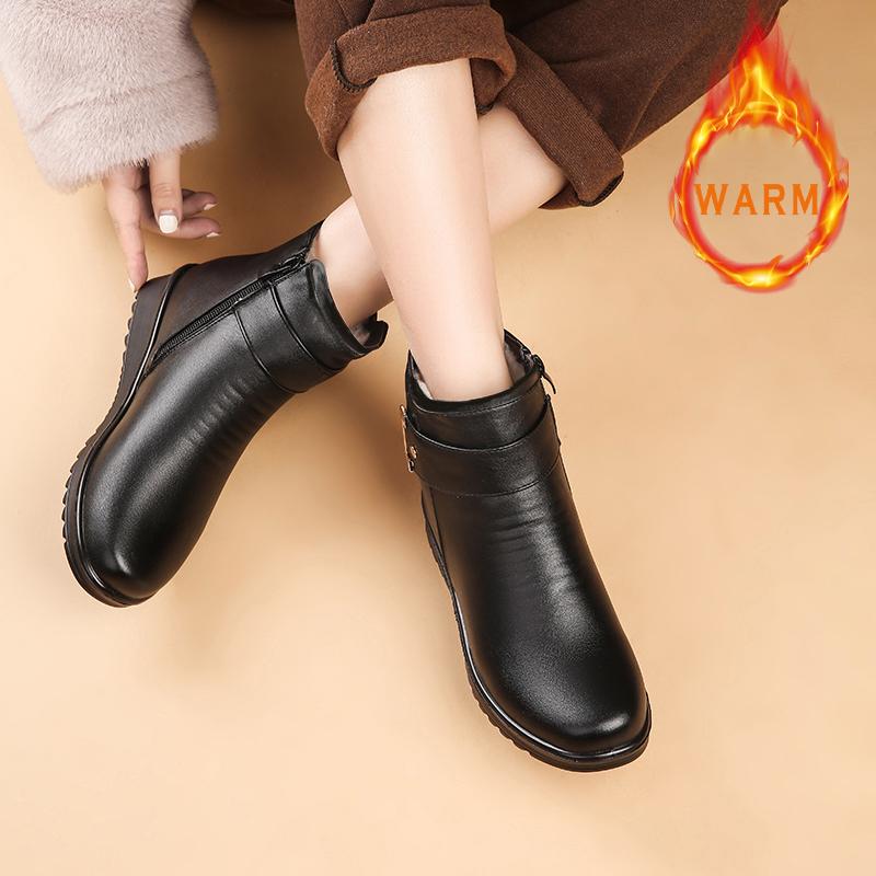 Women's Winter Snow Boots Round Toe Zip-Up Casual Orthopedic Boots 