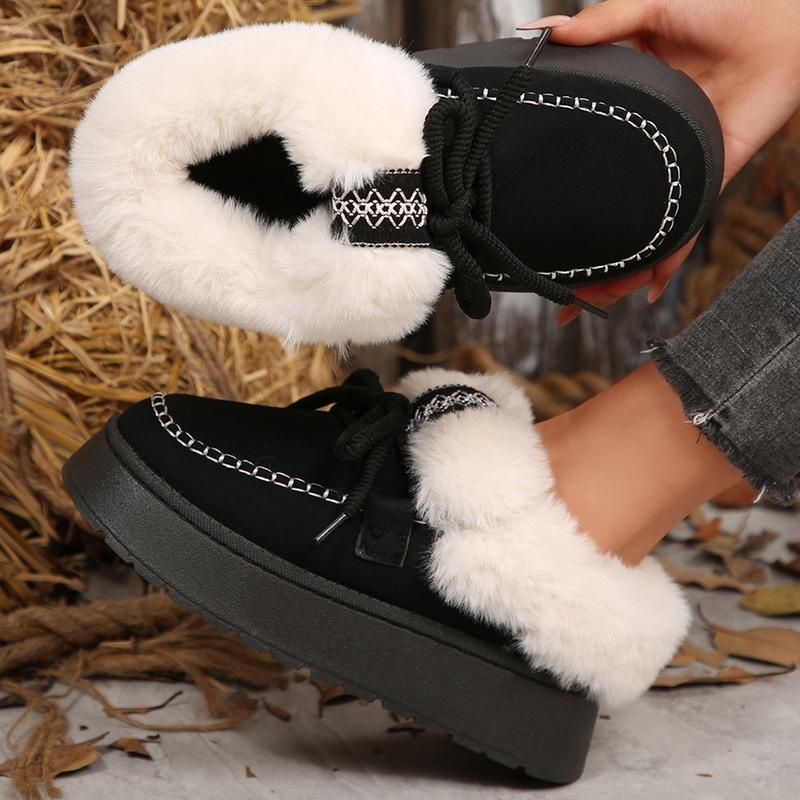Women's Thick Bottom Soft Fleece Slippers Winter Cozy Platform House Indoor Outdoor Shoes Winter Warm Mini Snow Boots