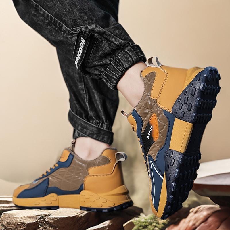 2025 Winter New Men's Outdoor Waterproof and Cold proof Mid top Fashion Sports Shoes, Walking Shoes with Thick Velvet and Warm Cotton Shoes, Work Snow Boots