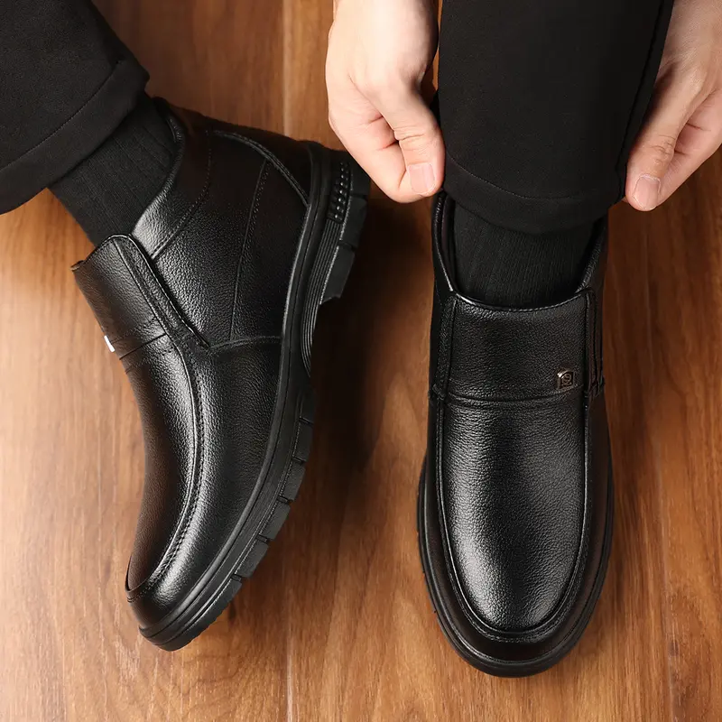 ⏰Last Day! 50% OFF 🔥Men's new top layer cowhide large size thickened warm cotton shoes snow boots high top boots