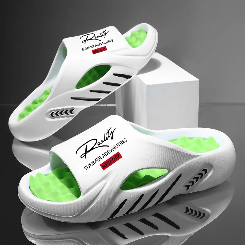Cloud Men's Orthotic Recovery Slides - Arch Support Sport Sandals for Soccer Season - Pain Relief Non-Slip Indoor Outdoor Slippers