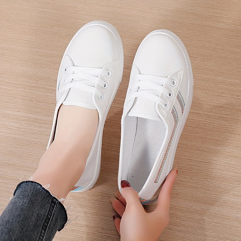 Women'S Flat Fabric orthopedic Shoes, Stylish And Simple Casual Sneakers, Versatile White ShoesEasy to Slip On. 